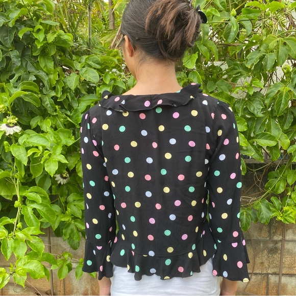 Forever 21 Polka Dot Cropped Top with Tie - Picture 4 of 5